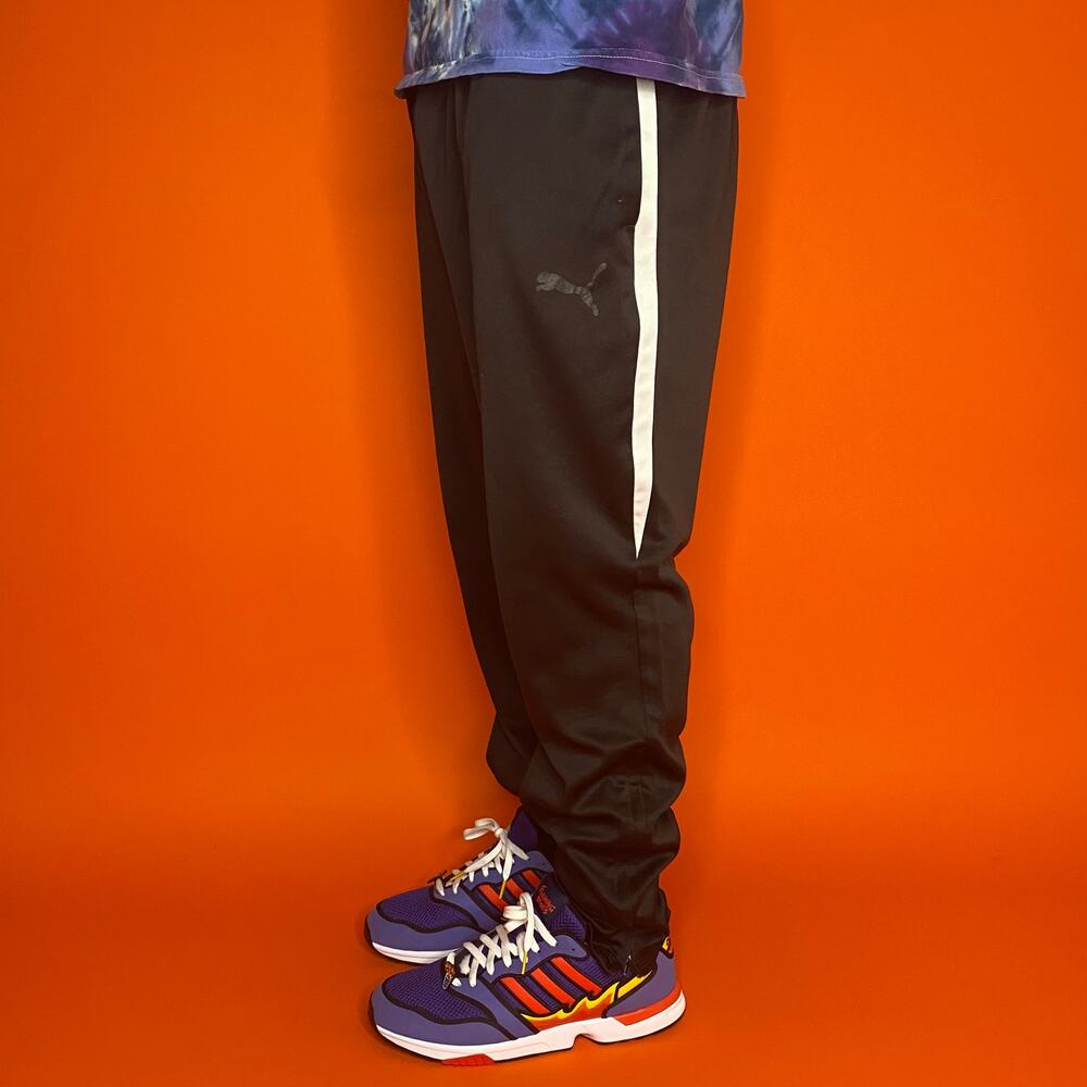 Vintage Y2K Puma Sweatpants Mens L Jet Black Polyester Joggers
